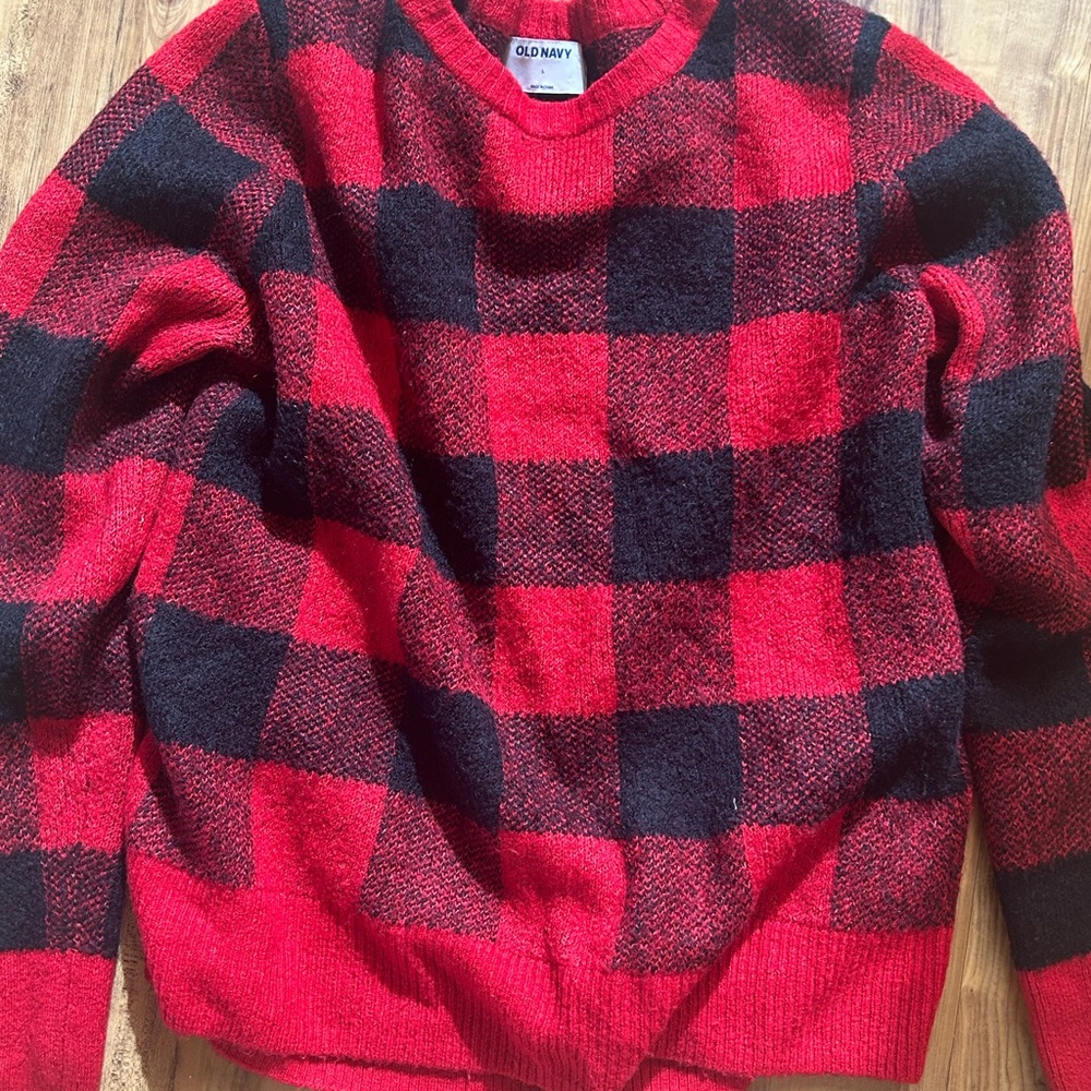 Old Navy Red and Black Checkered Knit